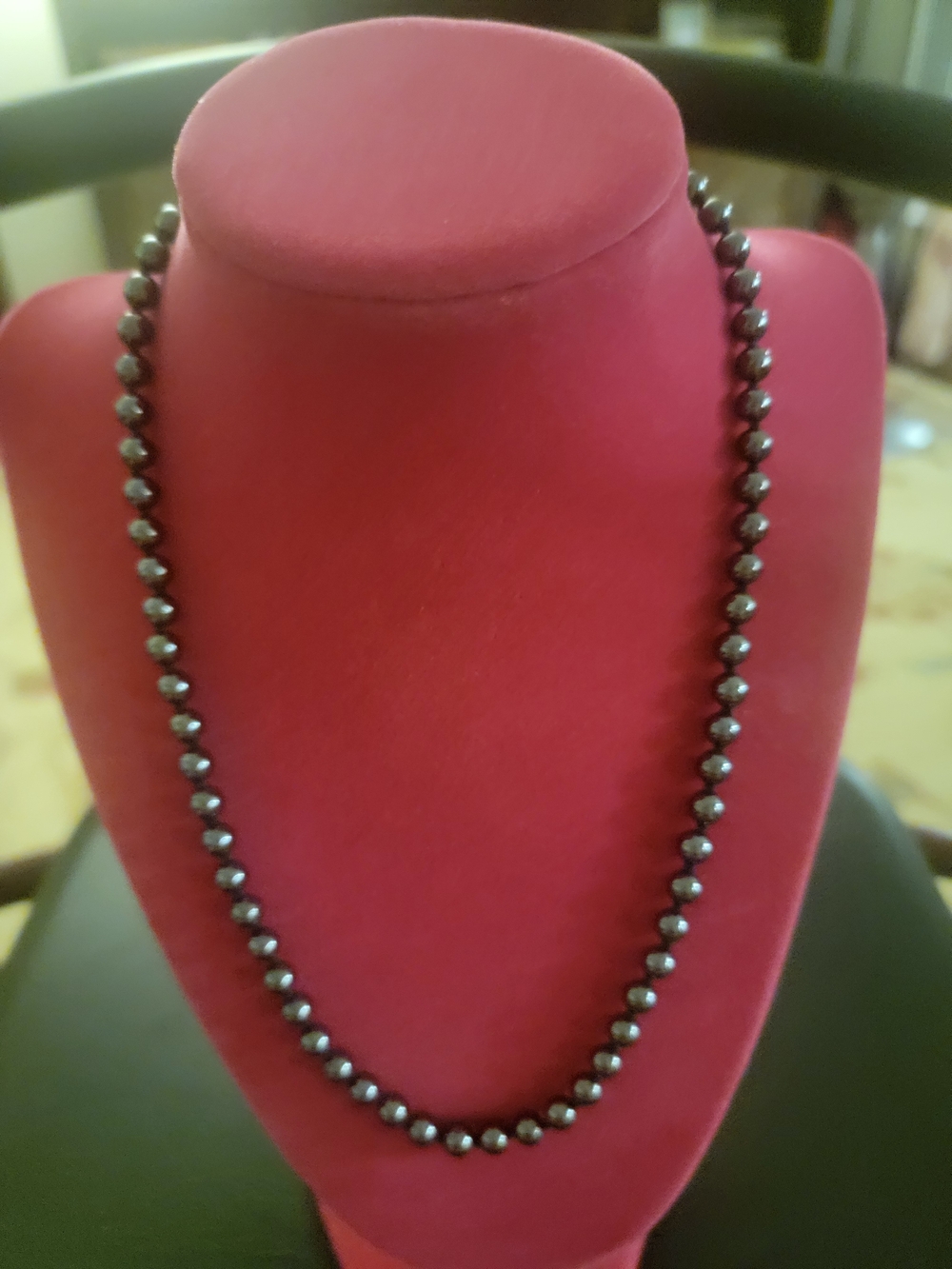 Vintage Black Hematite Bead Necklace - Vintage